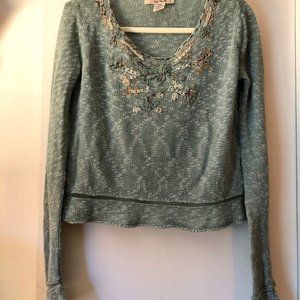 Free People Embroidered and Beaded Sweater